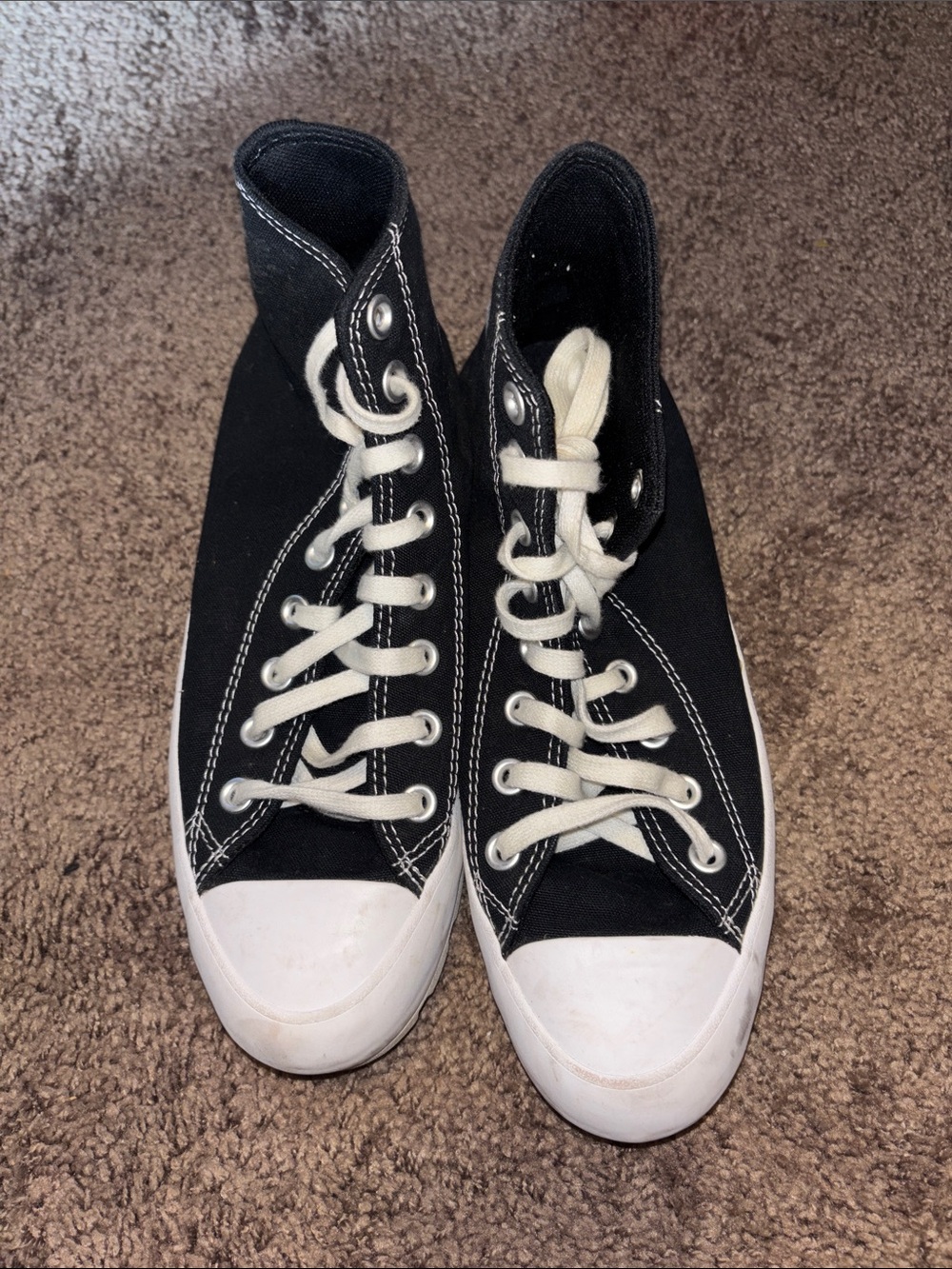 Converse Black High-Top Canvas Sneakers with White Toe Caps and Laces